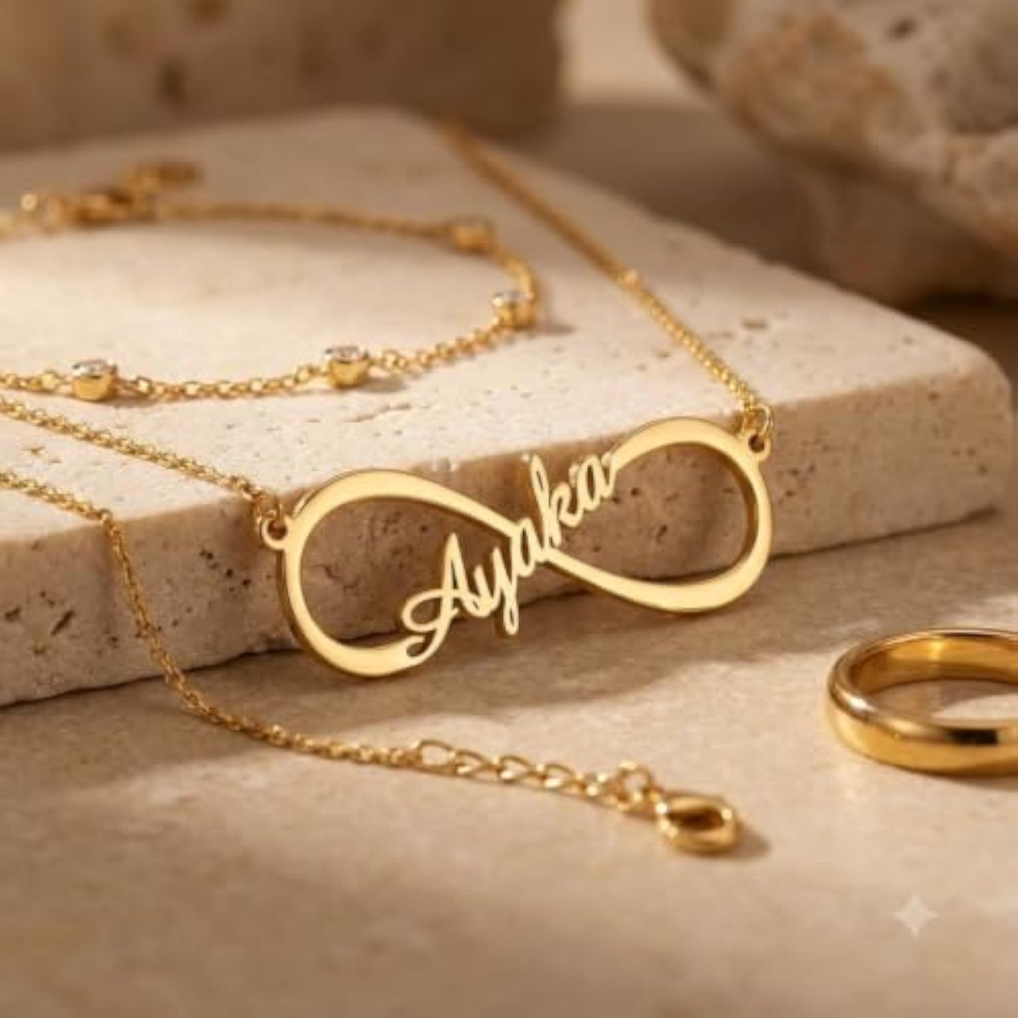 Infinity Single Necklace with Personalized Pendant, Gift for Her